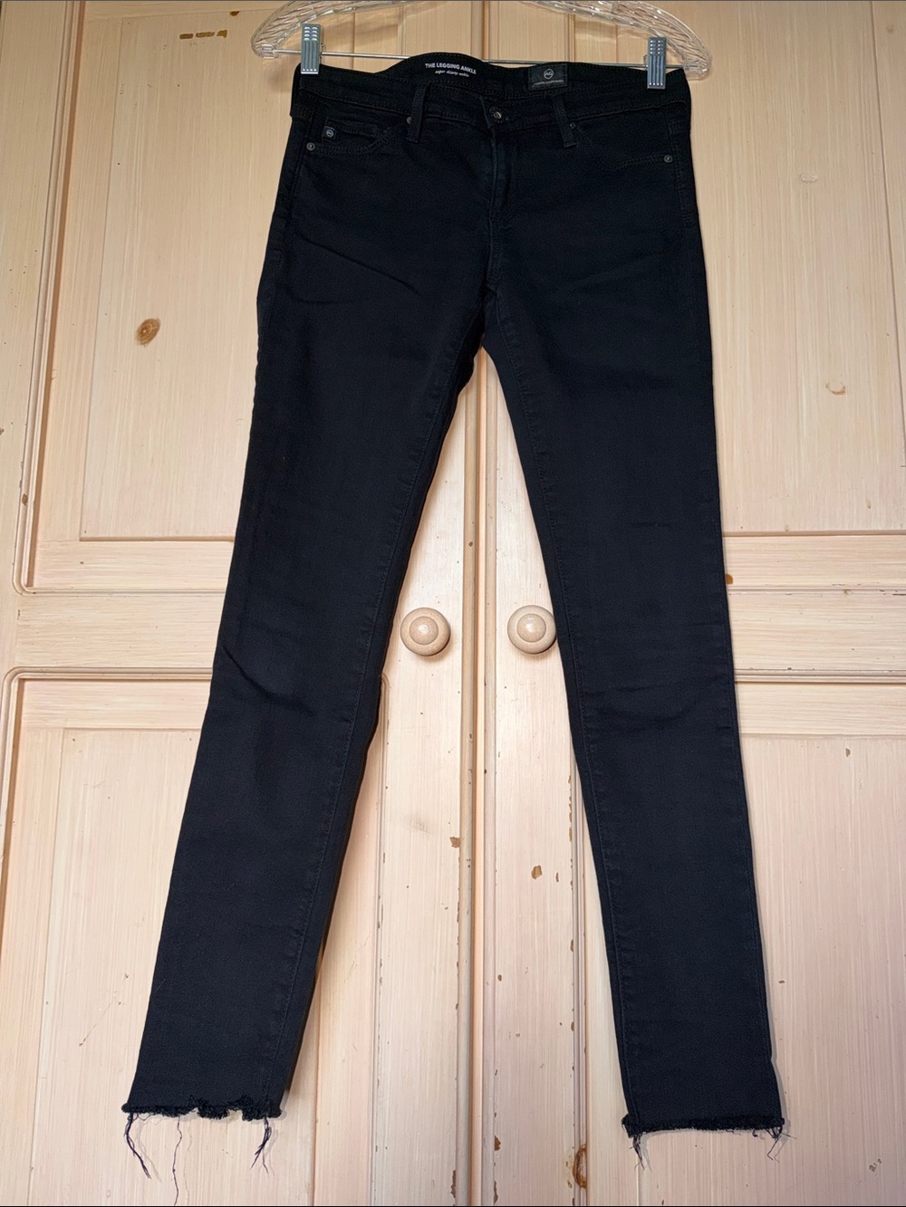 Ag Adriano Goldschmied Black Skinny Jeans with Raw Hem